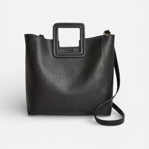 TMRW Studio Antonio Black Leather Tote Bag Square Handle Minimalist